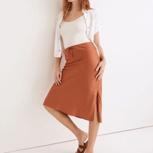 NWT Madewell Linen Blend Drawstring Midi Slip Skirt Size 6